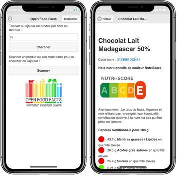PNNS -Open Food Facts-smartphone