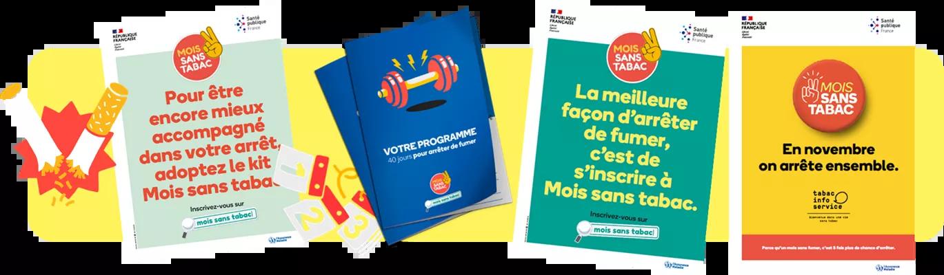 Bannière des visuels Mois sans Tabac (kit d'arrêt, affiches, dépliant,...)