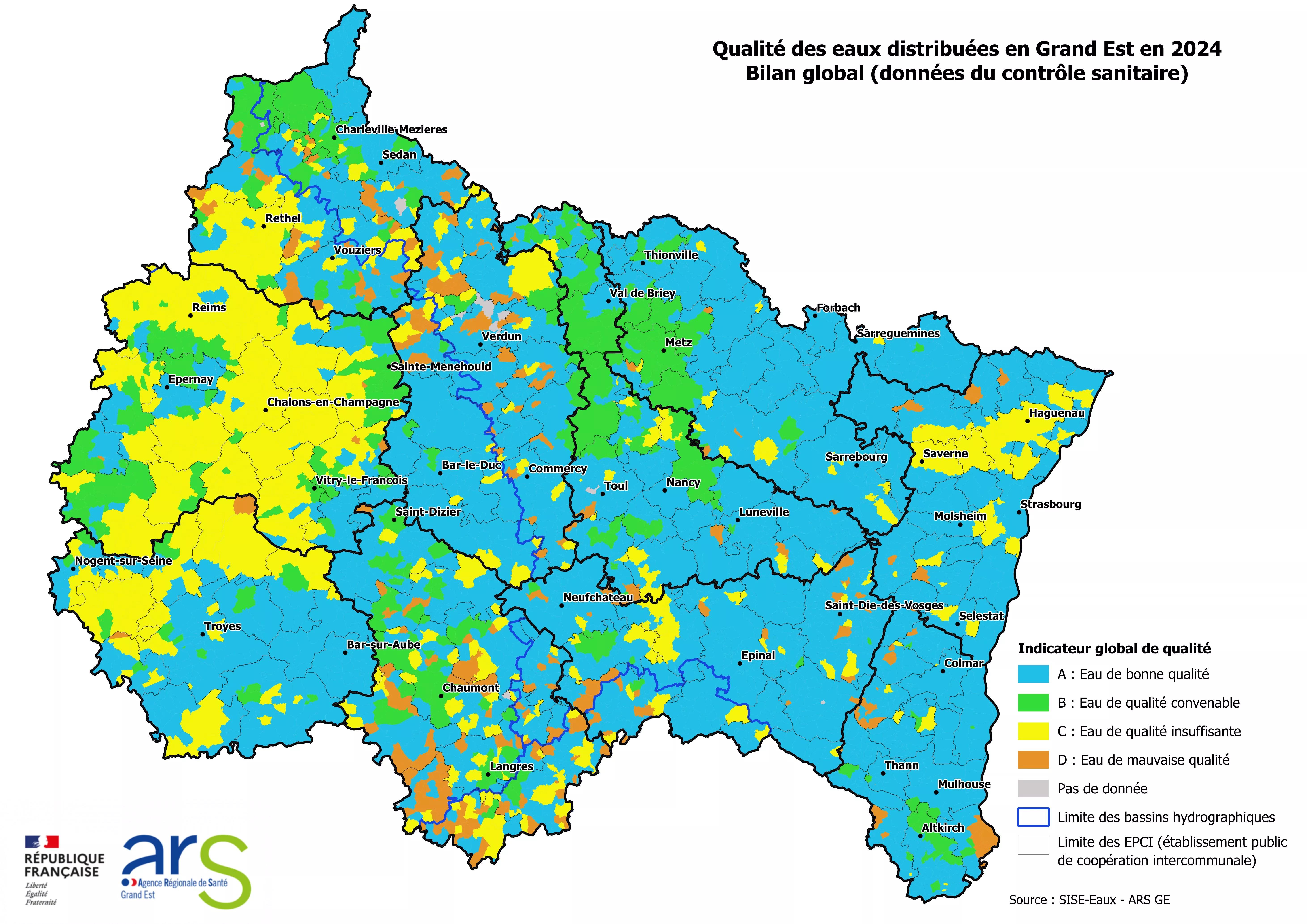 ARS GE | Carto Qualité des eaux distribuées | Indicateur global BILAN 2024