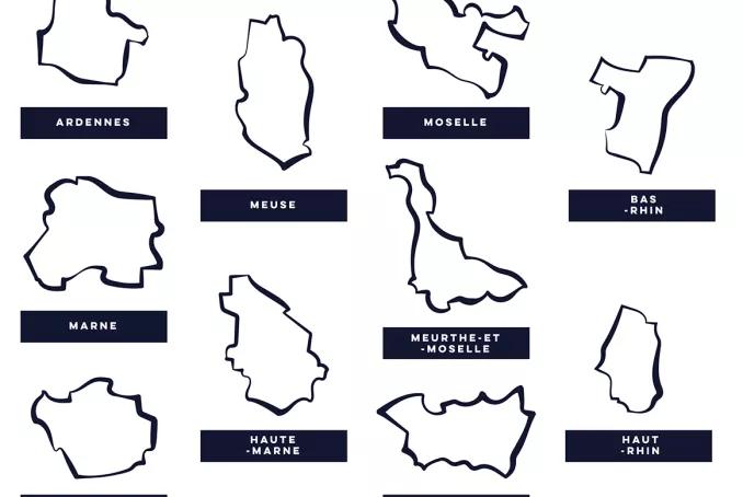 Carte 10 départements ARS Grand Est