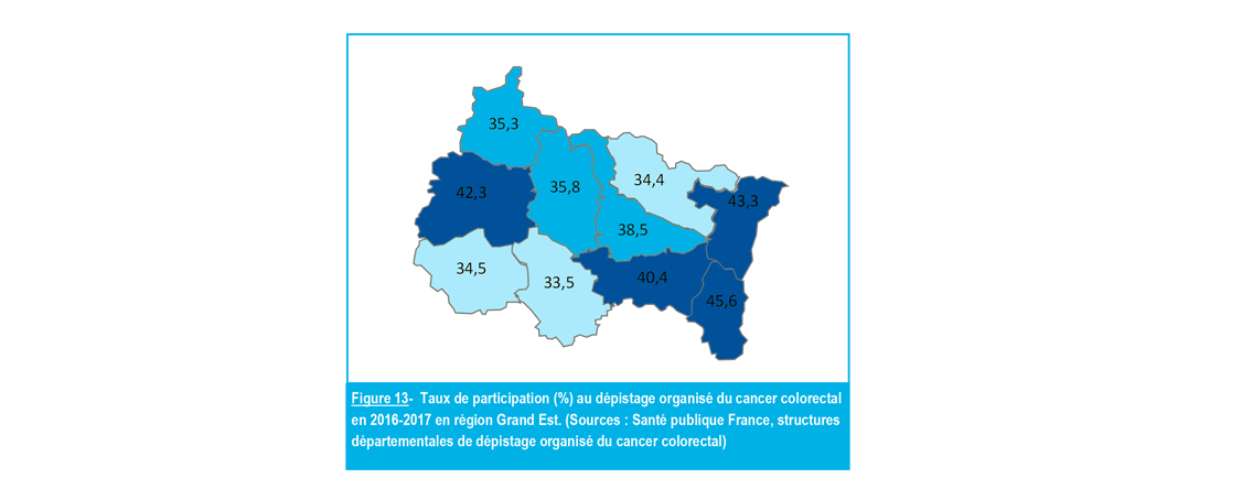 Carte des taux de participation en région Grand Est