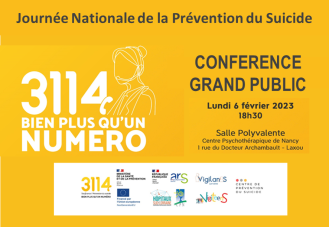 Vignette Journée Nationale de prévention du suicide : Conférence 3114 CPN 06.02.2023