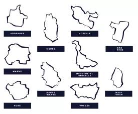 Carte 10 départements ARS Grand Est