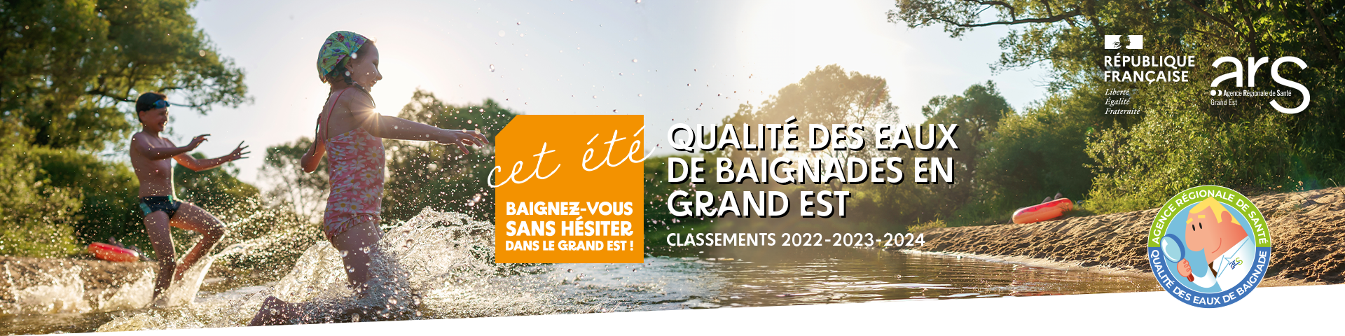 Qualité des eaux de baignade Bannière campagne 2025