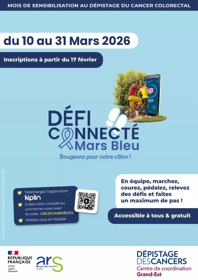 Mars Bleu 2026 | Flyer Défi connecté - Dépistage organisé du cancer colorectal