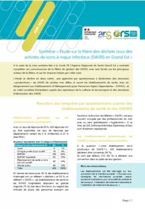 Couverture "Synthèse de l'Etude régionale DASRI en Grand Est"
