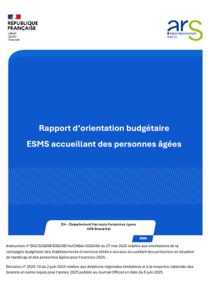 Rapport d’orientation budgétaire ESMS accueillant des personnes âgées
