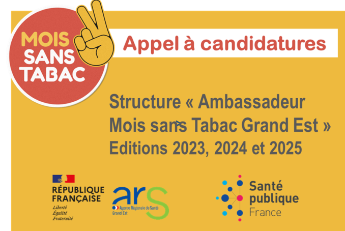 Appel à candidature Ambassadeur Mois sans tabac Grand Est